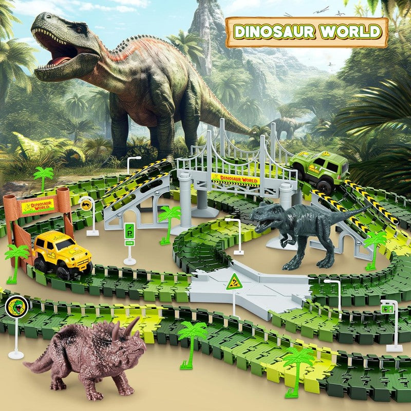 Dinosaur Tracks, 271 PCS Create a Dinosaur World Road Race for Kids Boys Toys Fl5