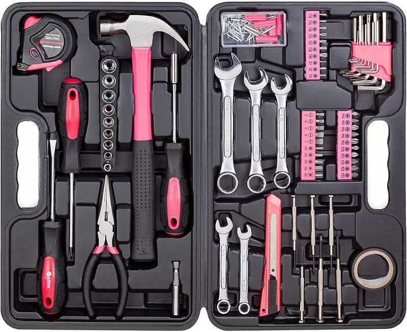 148-Pc Household Tool Set with Toolbox Pink General Hand Tools Kit10