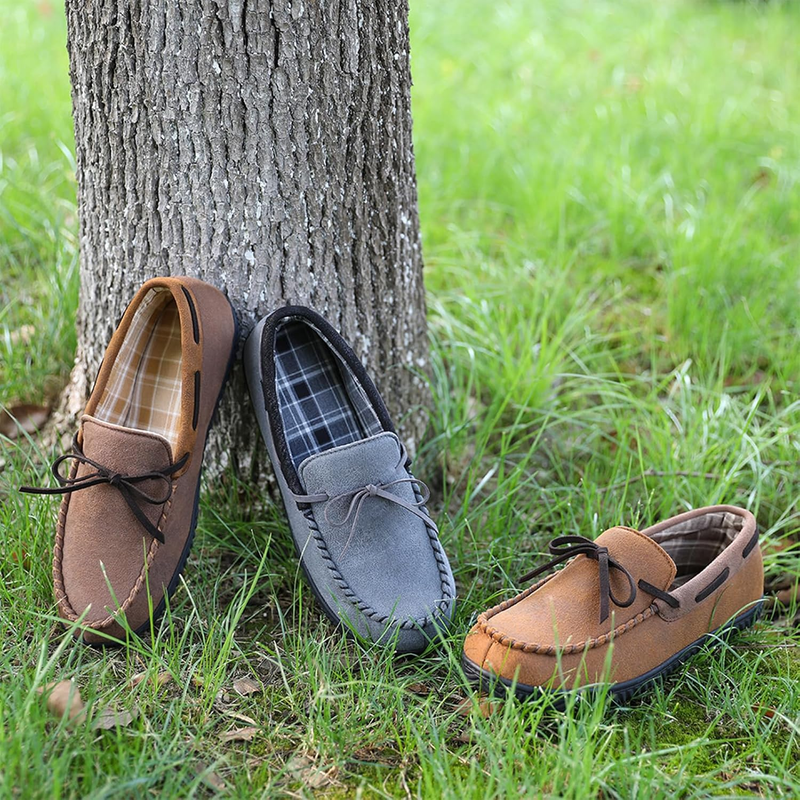 Mens Luke Moccasin Slippers Memory Foam Indoor Outdoor Anti Slip Shoes1