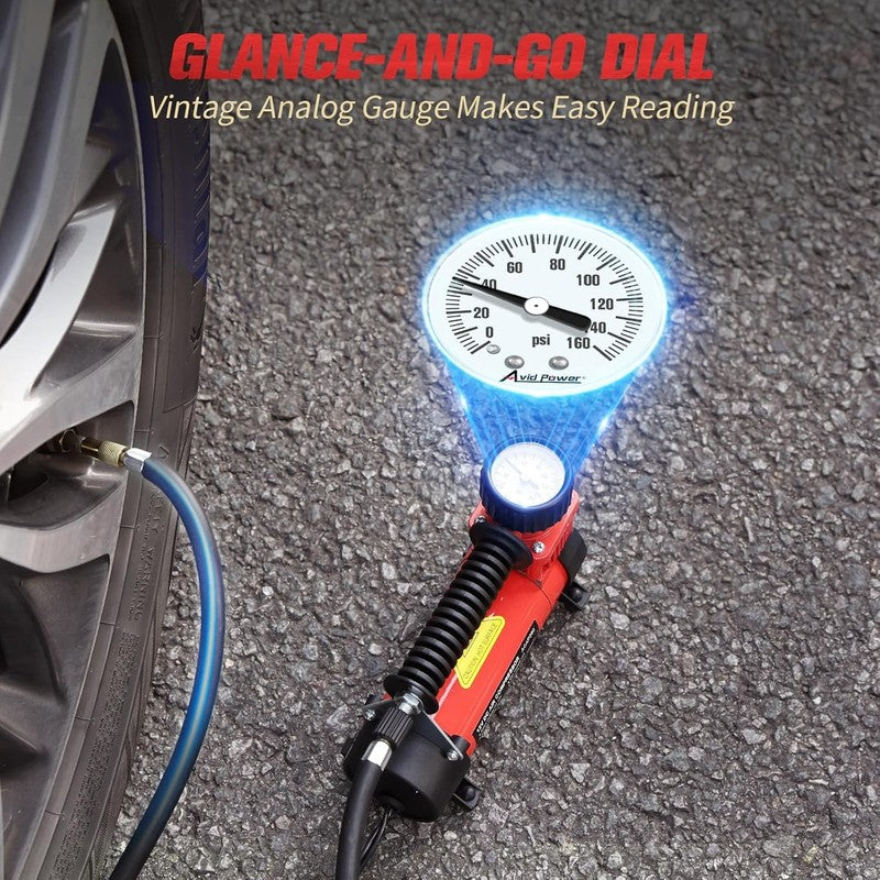12V Tire Inflator Portable Air Pump | Copper Motor | w/Case & 3 Adapters3