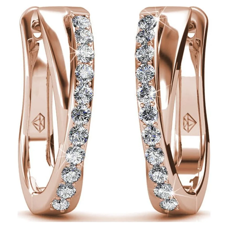 Amaya 18K Rose Gold Plated 16Mm Hoop Earrings with Crystals Gift for Women8