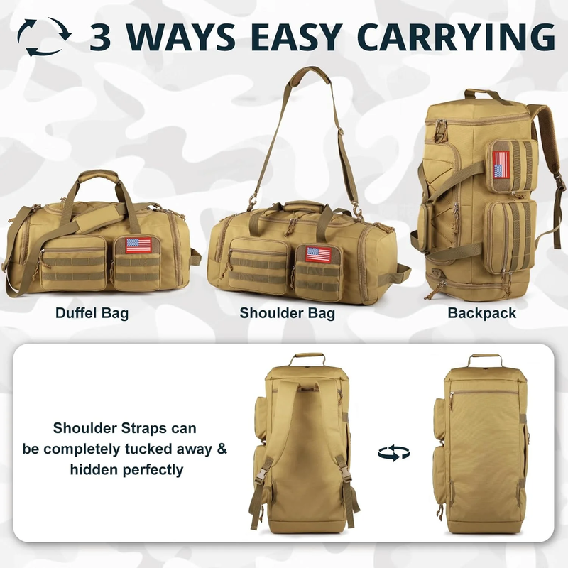 50L Sports Travel Duffle Bag Shoe Compartment Wet Pocket Overnight Bag4