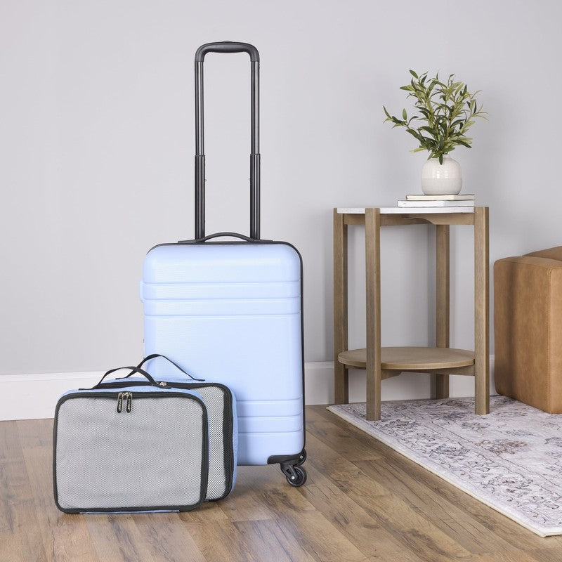 3Pc Hardside Luggage Set 360 Spinner Wheels Carry On Packing Cubes Blue Water1