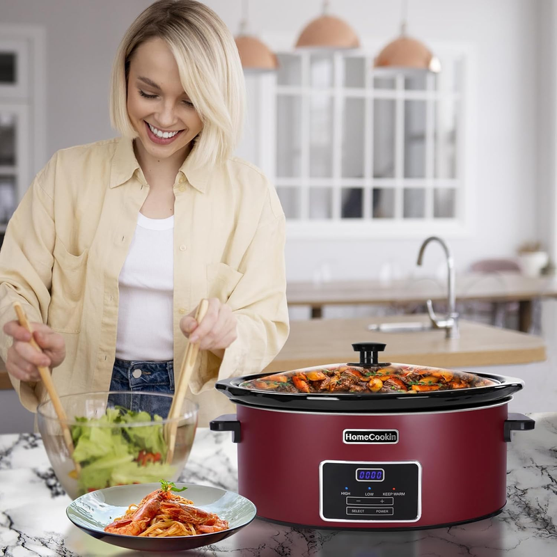 8Qt Programmable Slow Cooker Red Stainless Steel Kitchen Appliance4