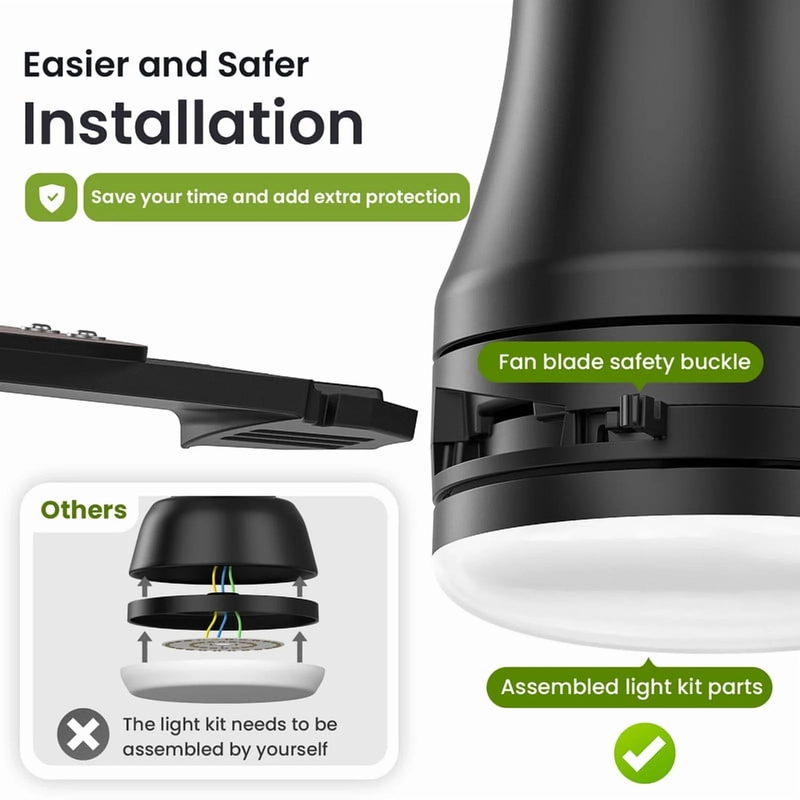 52in Ceiling Fan with Light Remote Flush Mount Indoor Outdoor Modern3