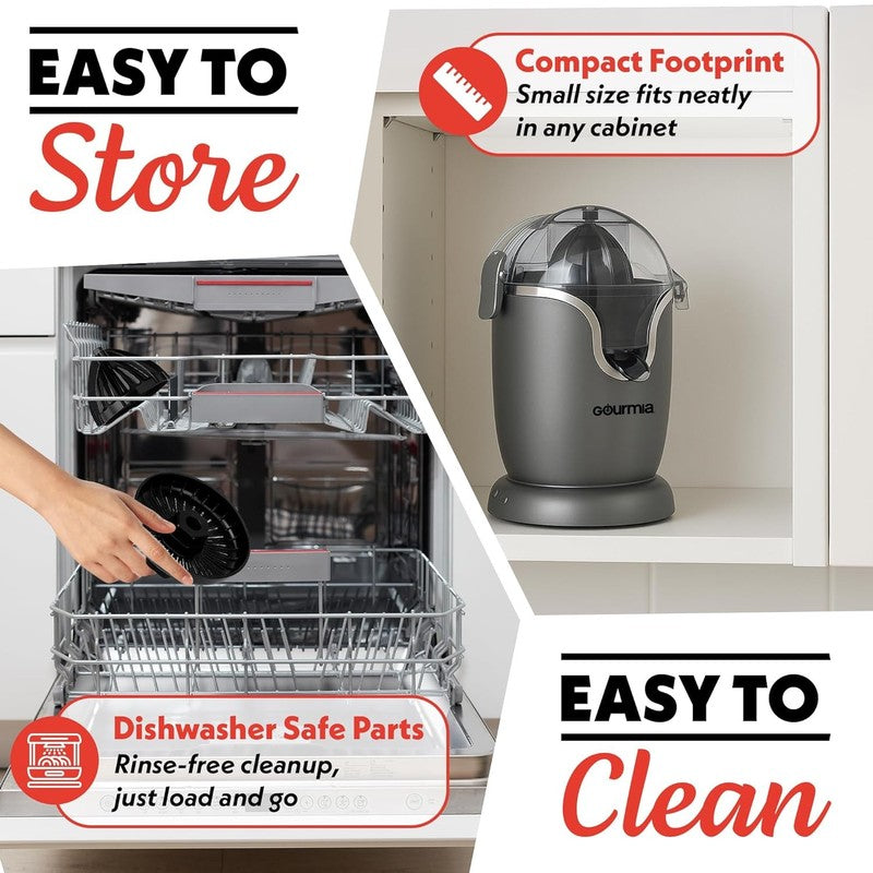 Auto Citrus Juicer 17oz One Touch Quiet 60W Anti Drip Compact Dishwasher4