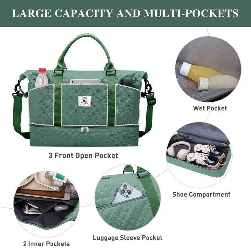 Travel Duffle Bag Weekender Bags for Women with Shoe Compartment Carry on Overni2