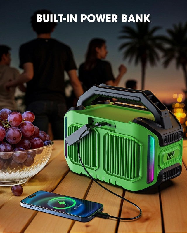 80W Bluetooth Speaker, Loud Bass, IPX6 Waterproof, 20H Playtime, TWS, Green6