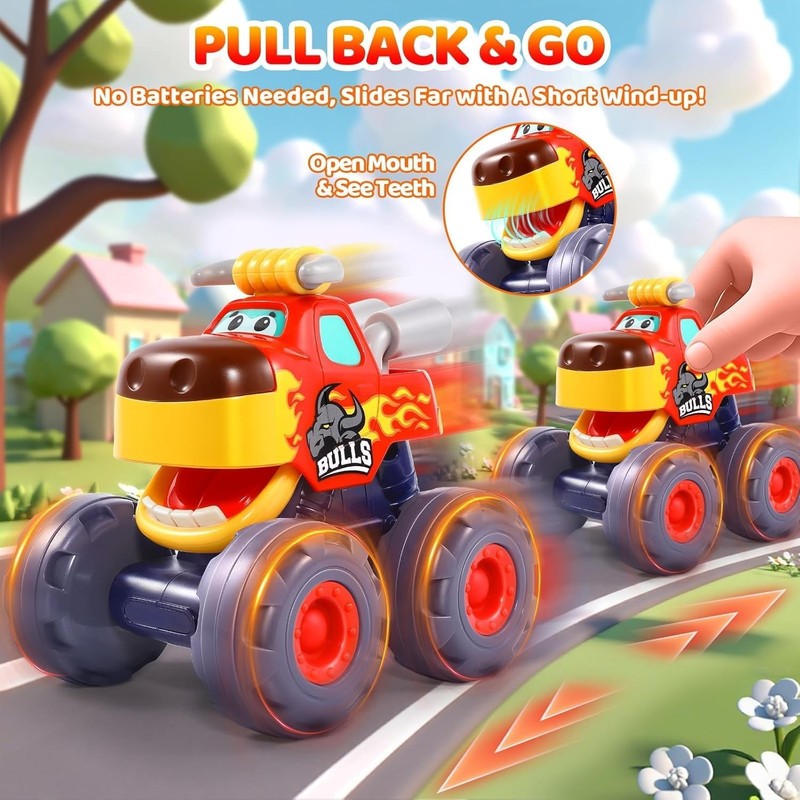 Car Toys for 1 Year Old Boy Gifts, Pull Back Monster Truck Toy Cars for Toddlers2
