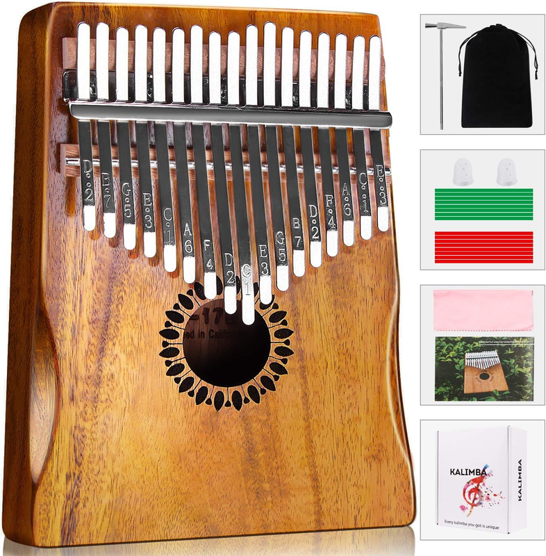 Kalimba Thumb Piano 17 Keys, Portable Mbira Finger Piano Gifts for Kids and Adul9