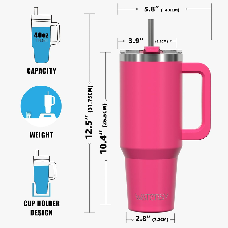 40oz Stainless Steel Tumbler w/ Handle Straw Lid Insulated Pale Sage7