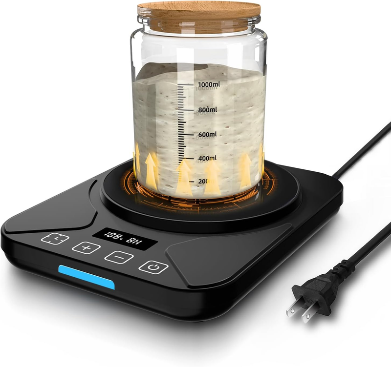 Sourdough Starter Warmer Mat w/ Timer, Thermostat 70 100°F, Fits 40oz Jars8