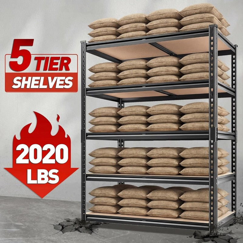 2020LBS Storage Shelves 5 Tier Garage Shelving Heavy Duty, Adjustable Metal Shel1