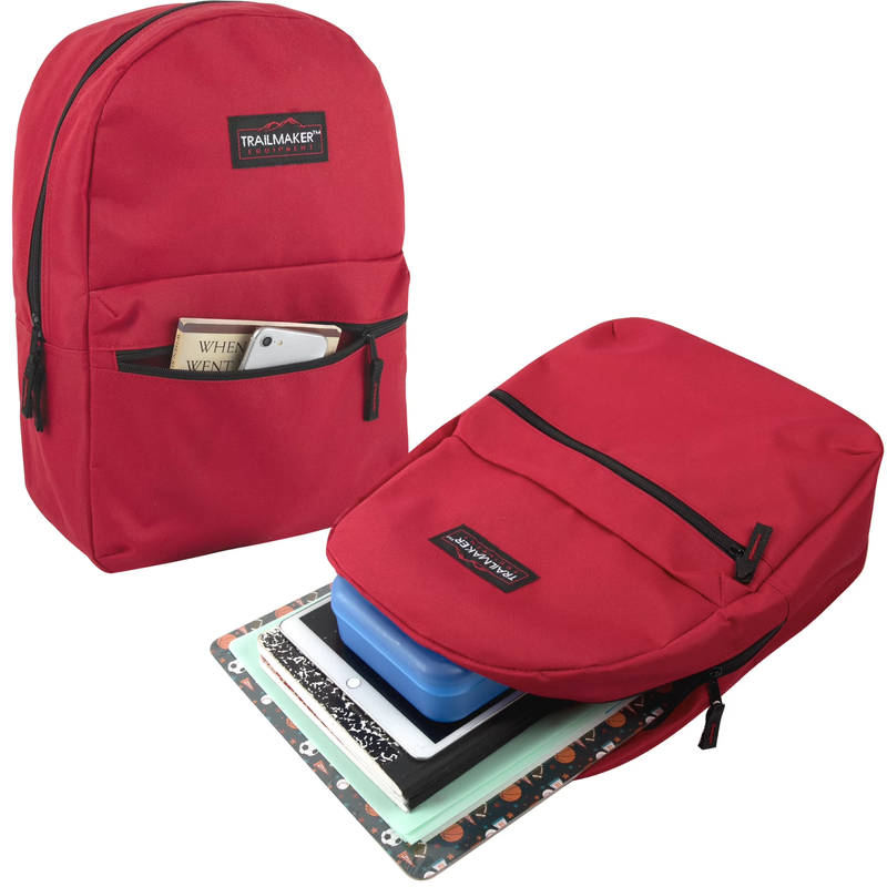17 Inch Classic Backpack Red School Travel Work Gym Bookbag3