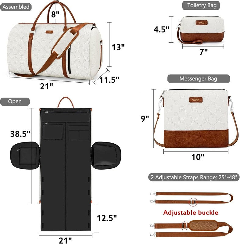 2in1 Garment Duffle Bag Shoe Compartment 4Pc Set Travel Carry On4