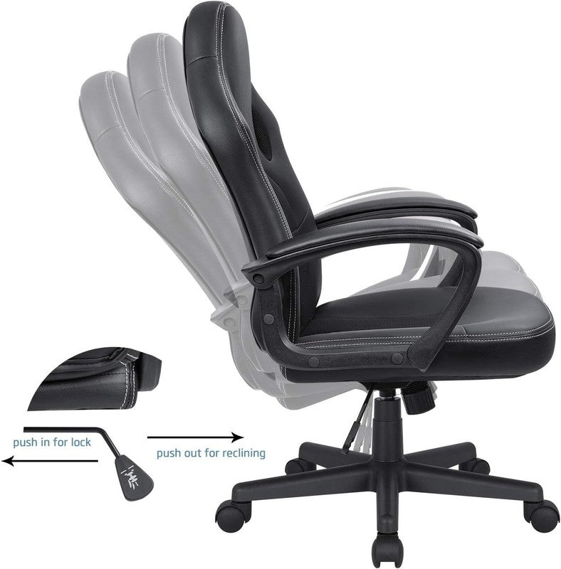 Ergonomic High Back Gaming Chair   Adjustable Leather Office Desk Chair (Black)3