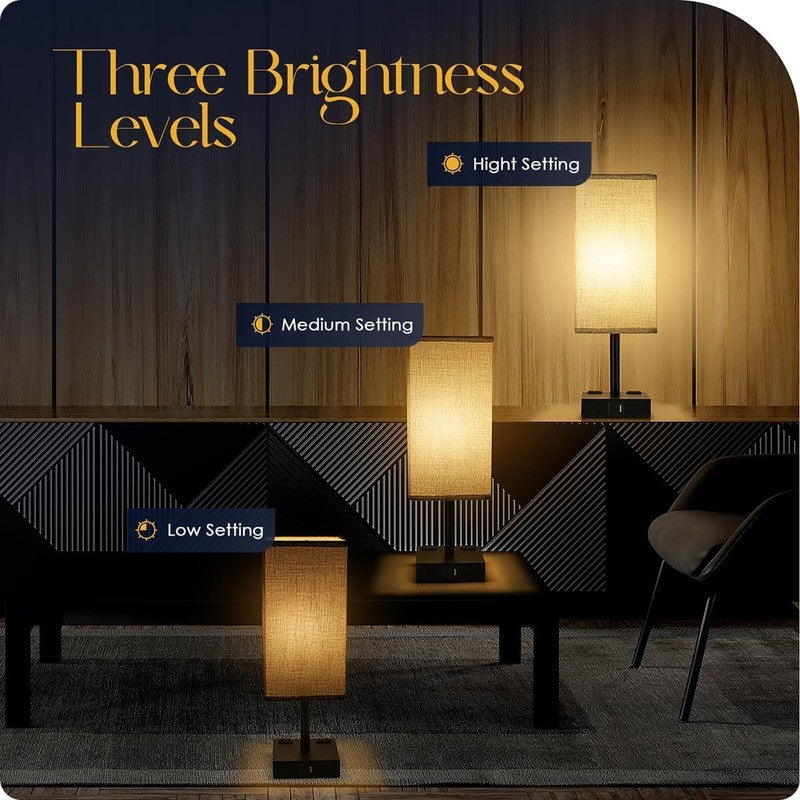 Bedside Table Lamps Set of 2   Touch Nightstand Lamp for Bedroom with USB C+A Ch4