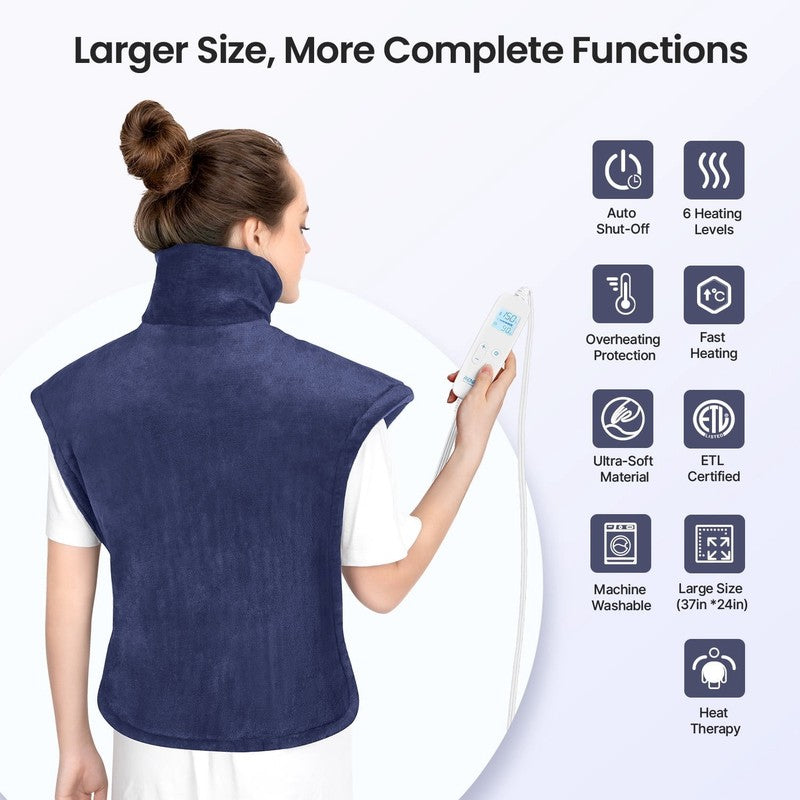 "24X37" Shoulder Heating Pad for Back Pain Relief, Electric Large Heating Pad fo1