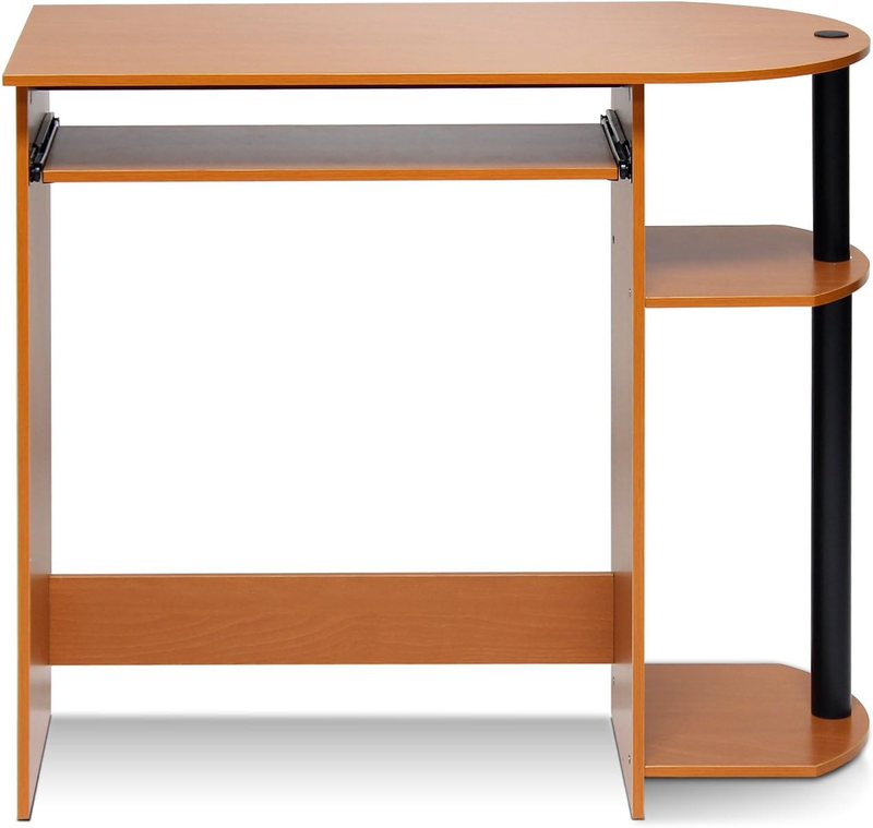 Simplistic Easy Assembly Computer Desk, with Keyboard Tray, Light Cherry/Black0