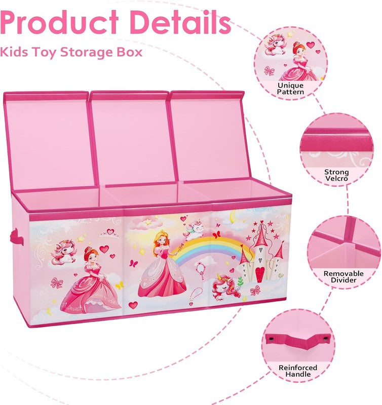 Large Toy Box Chest Collapsible Oxford Storage Box Kids Flip Lid Organizer2