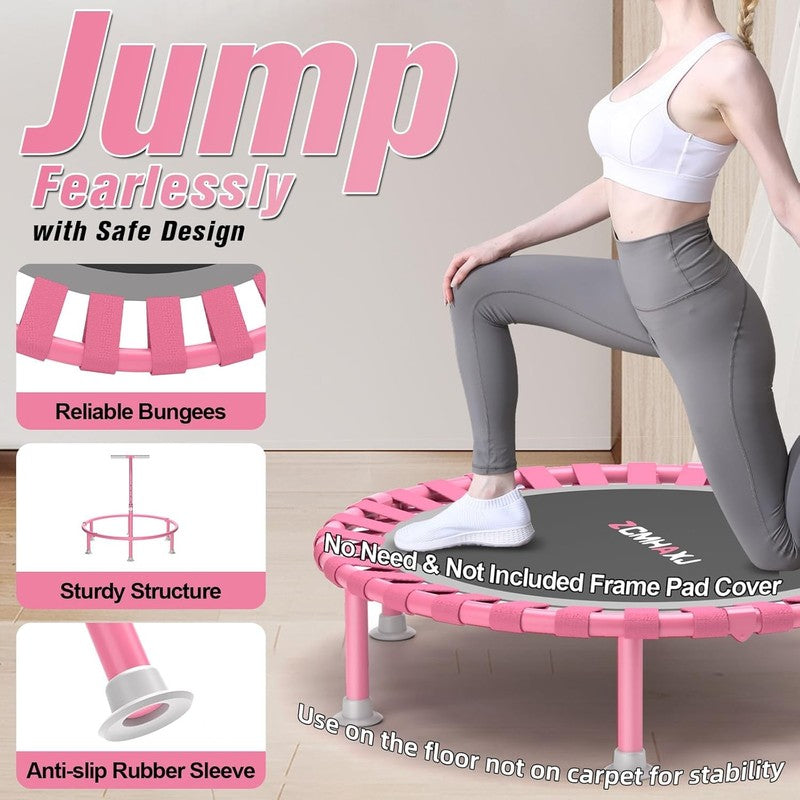 Foldable 40" Mini Trampoline for Kids & Adults - 450Lbs Capacity, Adjustable Bar3