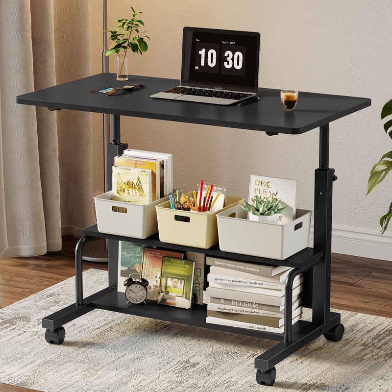 Height Adjustable Desk Standing Desk Small Desk for Small Spaces, Mobile Rolling1