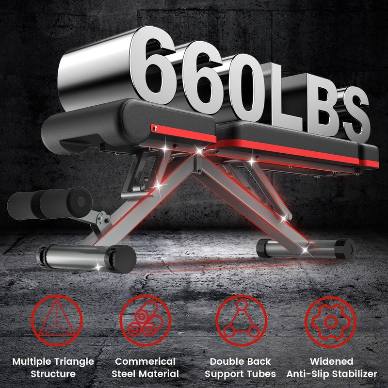 Adjustable Dumbbell Bench Foldable Workout Weight Bench Press Incline Decline fo3
