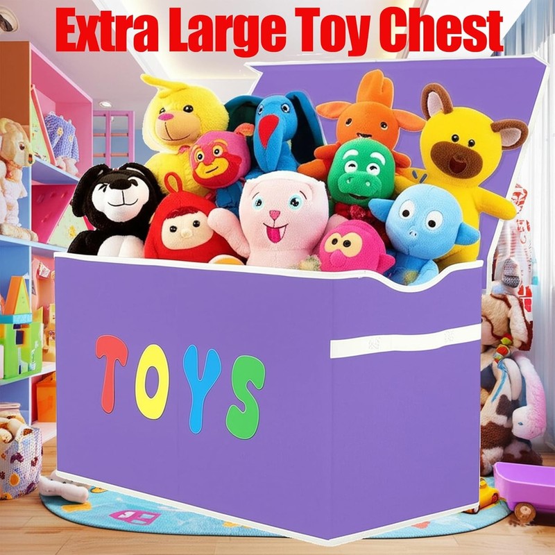 Toy Box Chest Collapsible Kids Storage Bins Extra Large Organizer Purple3