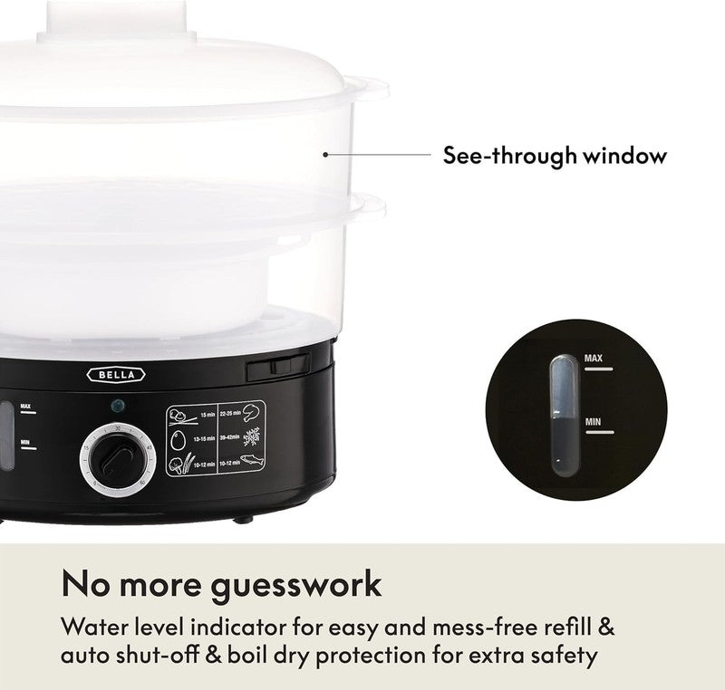 2 Tier Food Steamer 7.4QT Stainless Steel Auto Shutoff Stackable Black4