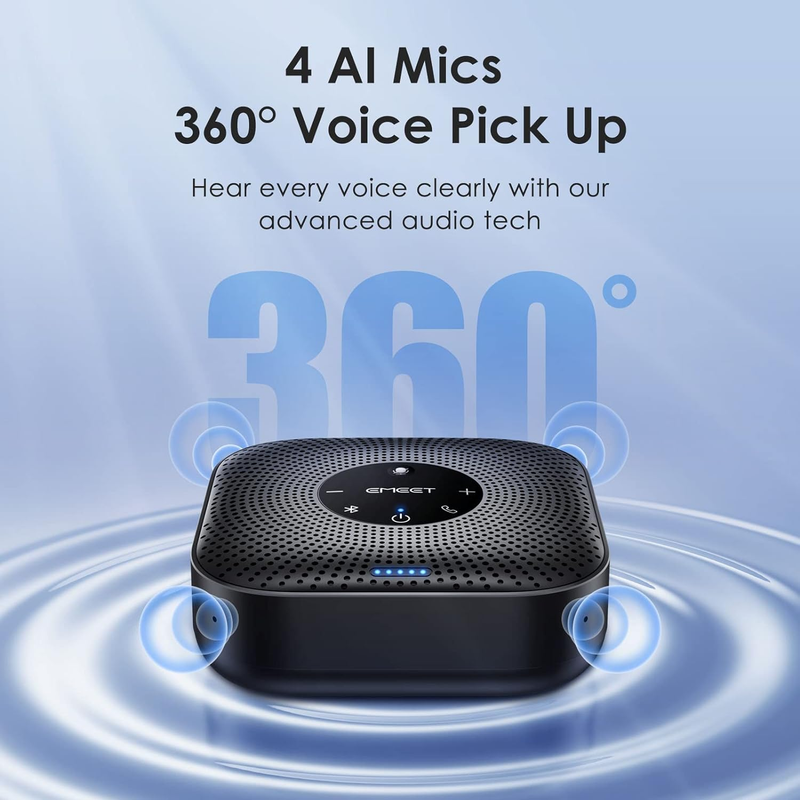 Conference Speakerphone M0 Plus, 4 AI Mics 360° Voice Pickup, Noise Reduction, U1