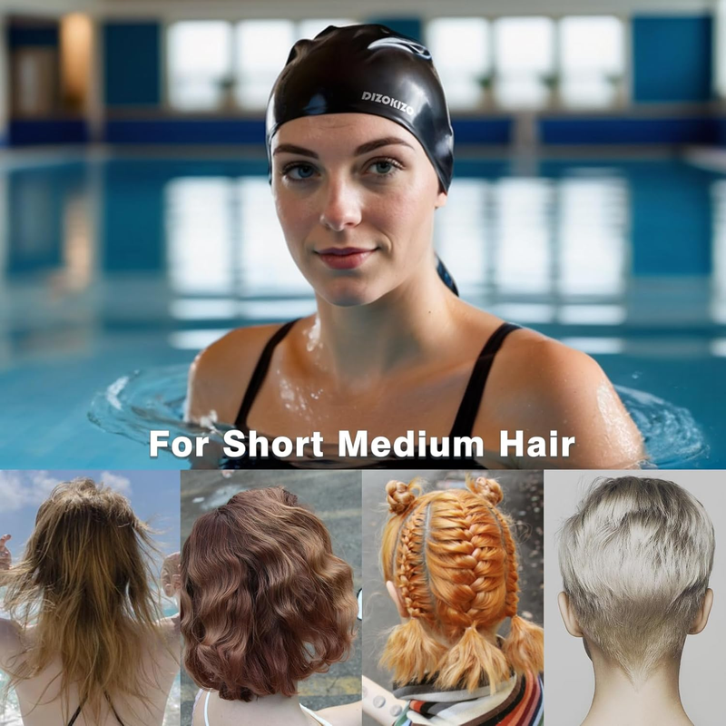 Adult Swim Cap Silicone 2 Pack Waterproof Non Slip Hair Protection4