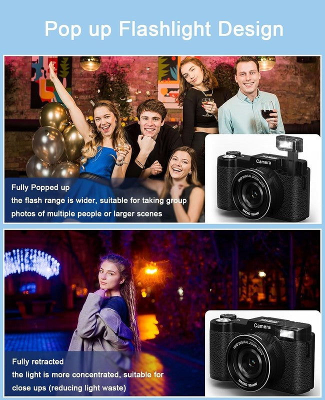 5K Digital Camera 64MP Vlogging 18X Zoom 180° Flip Screen WiFi w Lenses & 64GB6