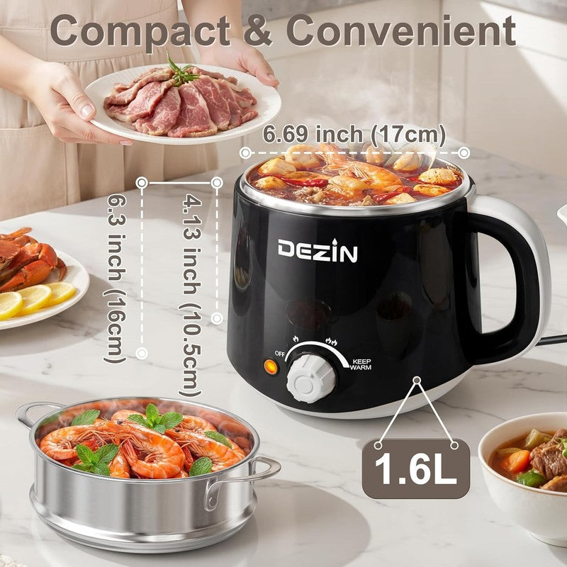 1.6L Electric Hot Pot with Steamer Stainless Steel Temp Control Keep Warm2