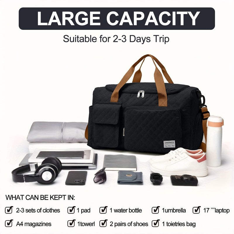 Waterproof Weekender Gym Duffel Bag Shoe Compartment Black Brown6