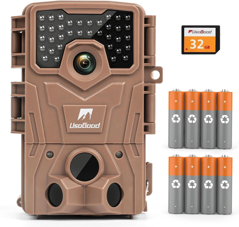 Trail Camera 4K 36MP Game Cam 8 Batteries 32GB Night Vision IP66 120° 2" Screen0