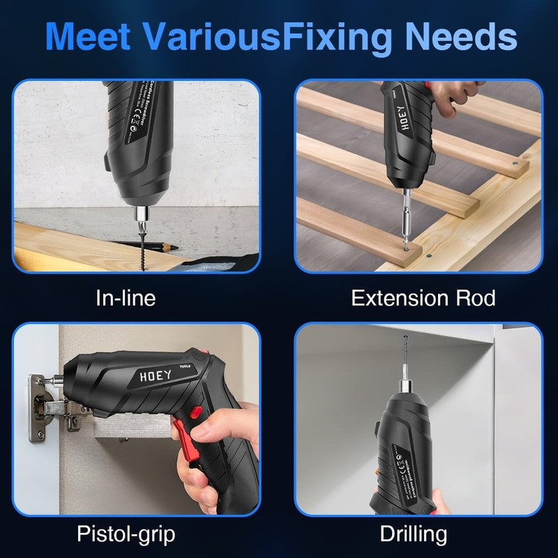 47-in-1 Cordless Electric Screwdriver Dual Position Handle LED USB Home DIY3