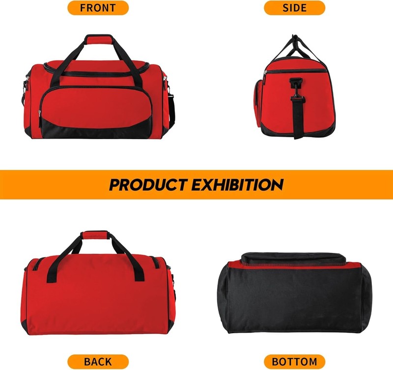 55L Women’s Gym Duffle Bag Large Red Sports Workout Travel Gear Red5