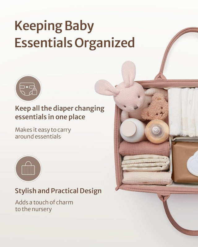 Baby Diaper Caddy Organizer Storage Basket Newborn Essentials Pink1