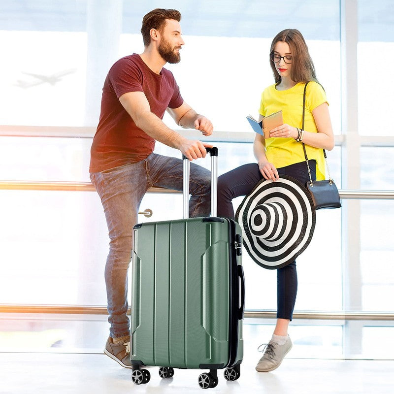 24" Carry On Luggage 65L Suitcase Wheels TSA Lock ABS+PC Lightweight Green4