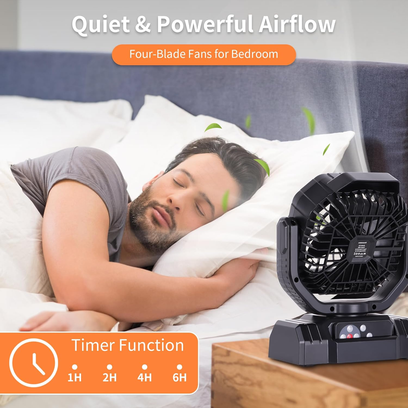 Portable Outdoor Fan 20000mAh Rechargeable Oscillating Tent Fan Black4