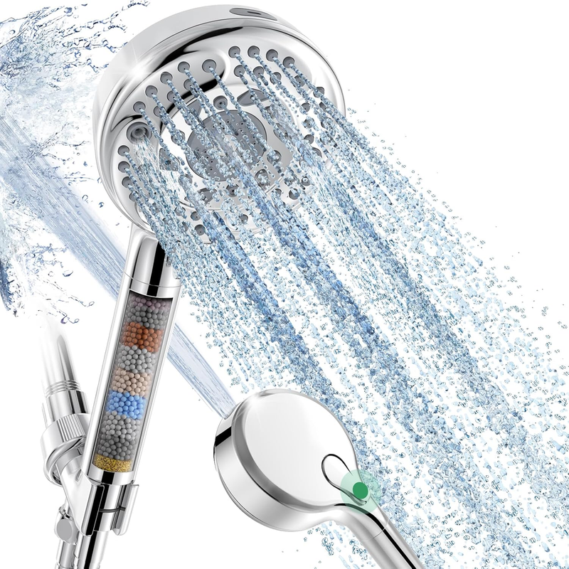 Filtered Shower Head Handheld 9 Spray Settings Detachable Chrome for Hard Water8