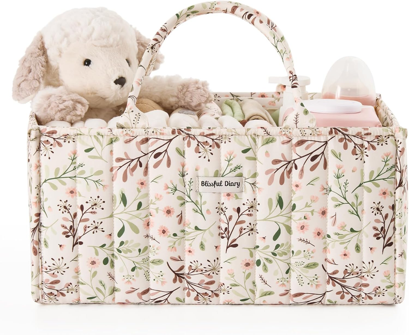 Floral Diaper Caddy Organizer Nursery Storage Basket Pastoral Daisy10