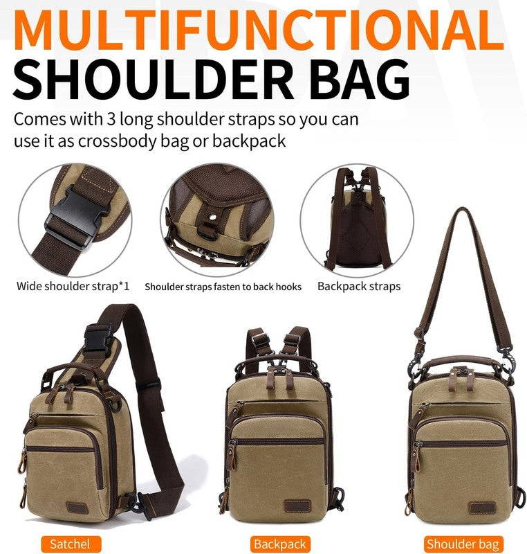 Nerlion Sling Bag Men Waxed Canvas Crossbody Chest Bag Water Resistant Daypack4