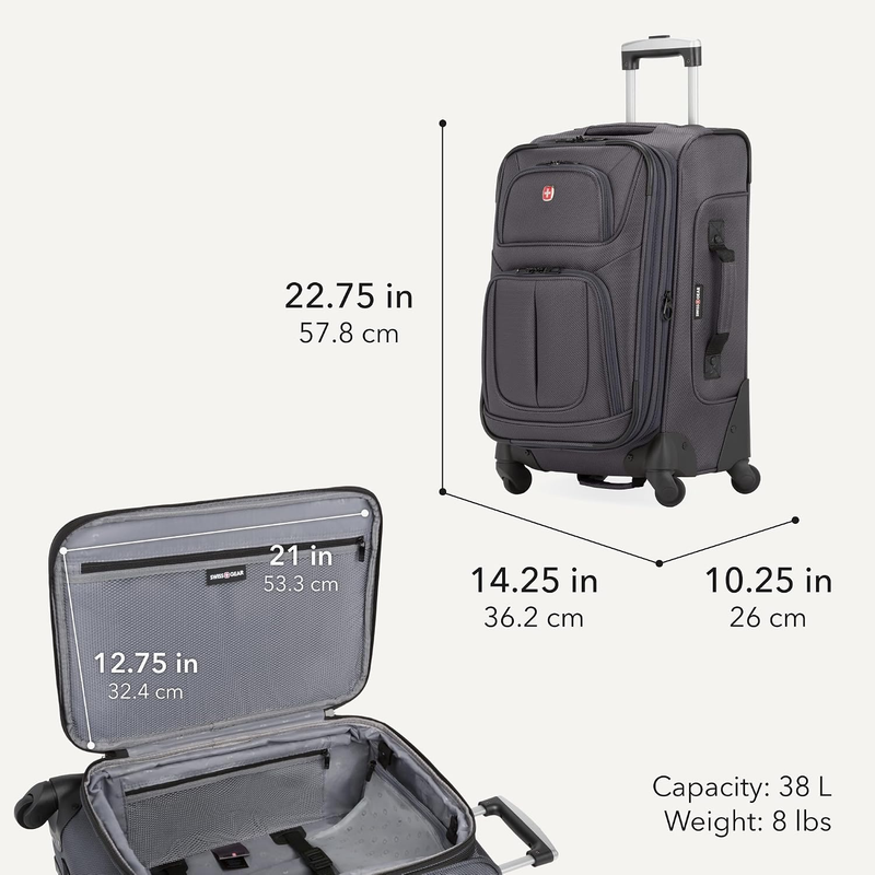 2 Piece Travel Set Carry On Spinner + 17" Laptop Backpack RFID Dark Grey2