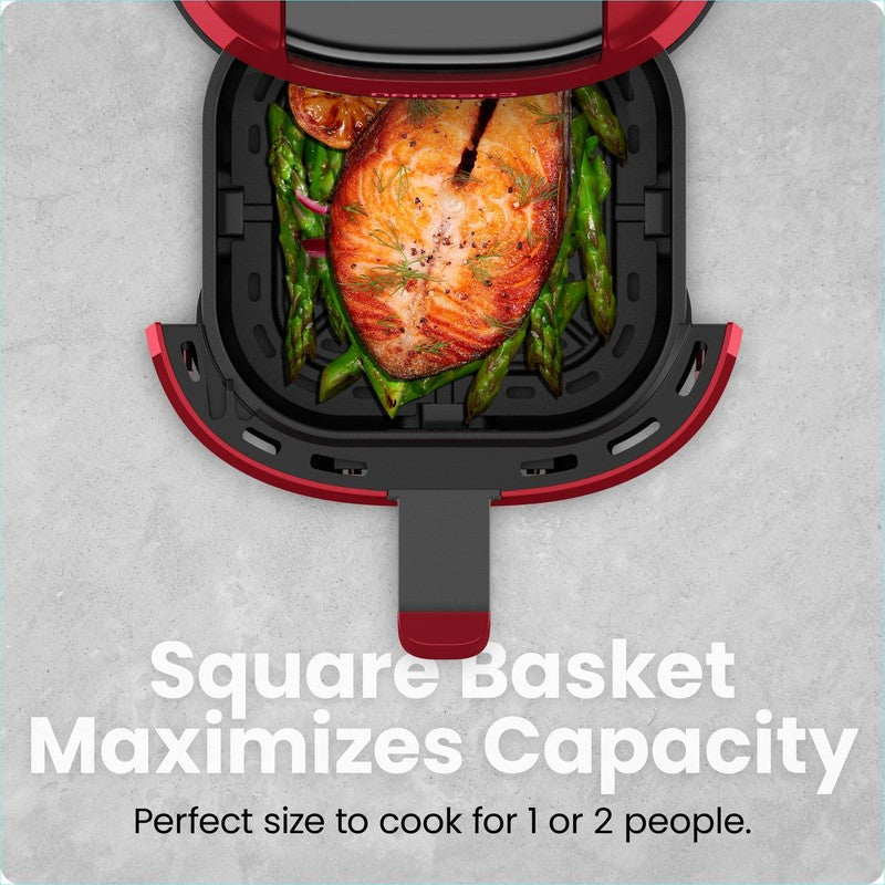 2 Qt Compact Air Fryer W/ Digital Display and Shake Reminder - Red4