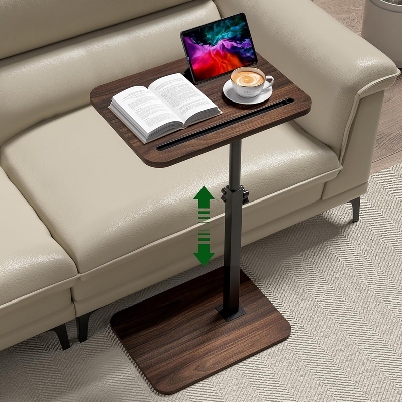 Sofa Side Table Swivel Adjustable Height Laptop Tablet Holder Small Space Black11