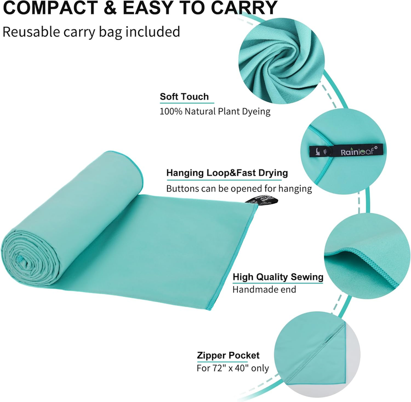 Microfiber Travel Towel Quick Dry Gym Camping Beach Pool Ultra Compact2