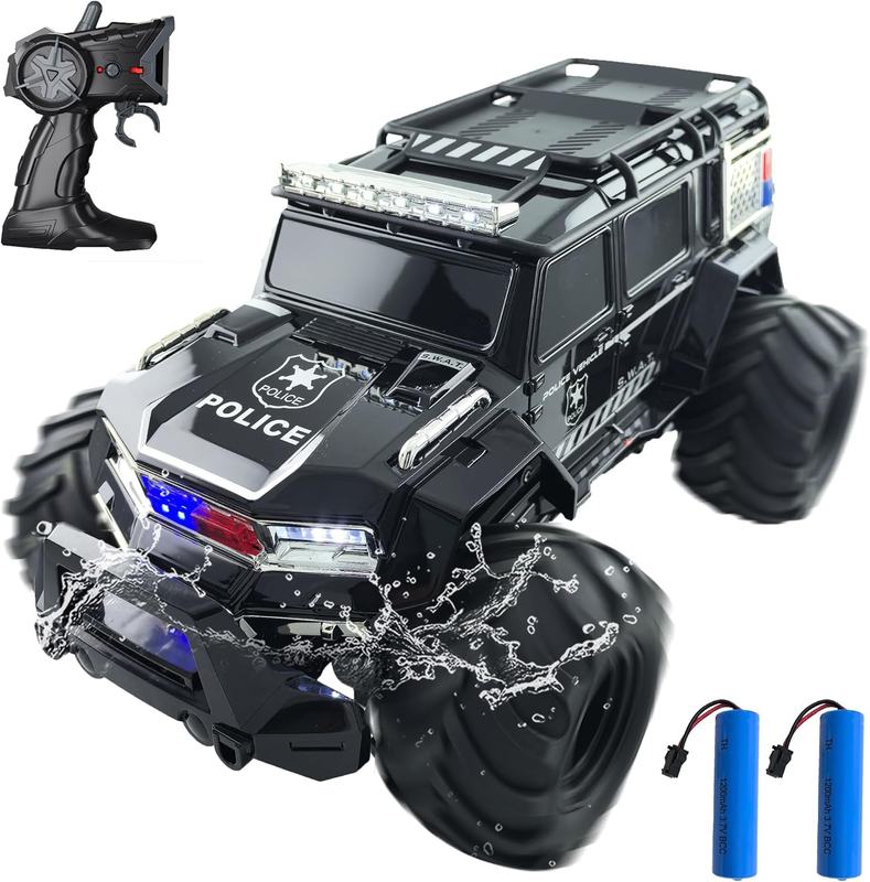 Amphibious 1:14 Waterproof RC Police Car with Lights for Kids Ages 6 128