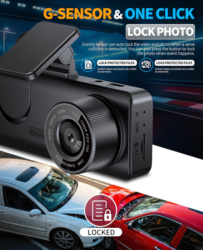 Dual Channel Dash Cam with WiFi, Night Vision, 170° Wide Angle & G Sensor4