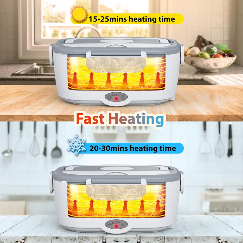 Electric Lunch Box Fast Heating 2x53oz Stainless Steel Containers 12V/24V/110V2